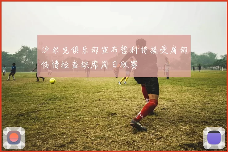 沙尔克俱乐部宣布哲科将接受肩部伤情检查缺席周日联赛